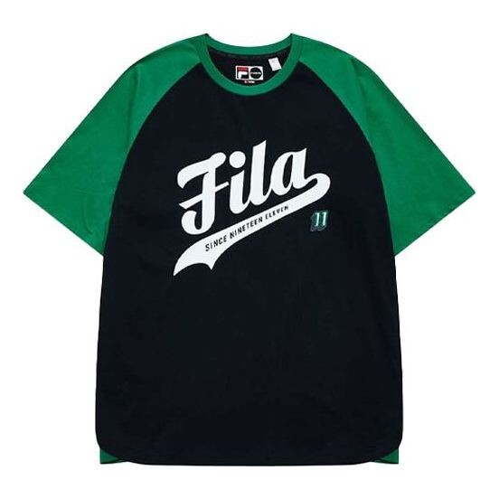 

Футболка men's contrasting colors knit casual sports short sleeve black t-shirt Fila Fusion, черный