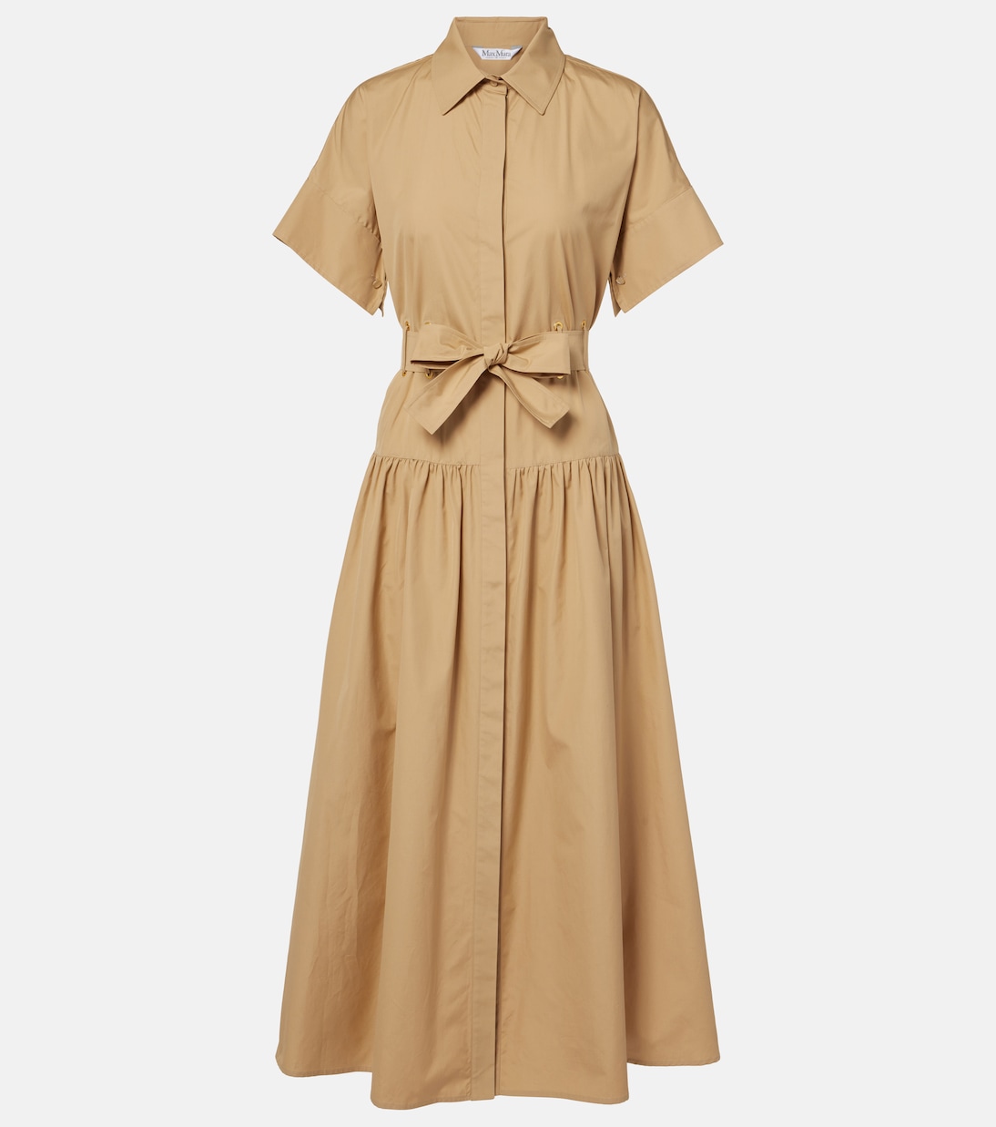 

Платье-рубашка из хлопка Agoraio в складку Max Mara, Sabbia