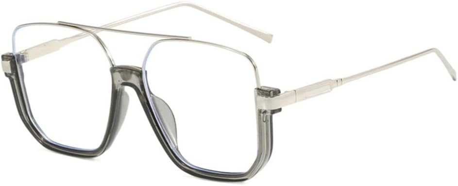 

Женские модные очки в полуободковой оправе, большие металлические солнцезащитные очки в винтажном стиле, прозрачные очки с защитой от УФ-излучения UV400 generic, Grey Clear