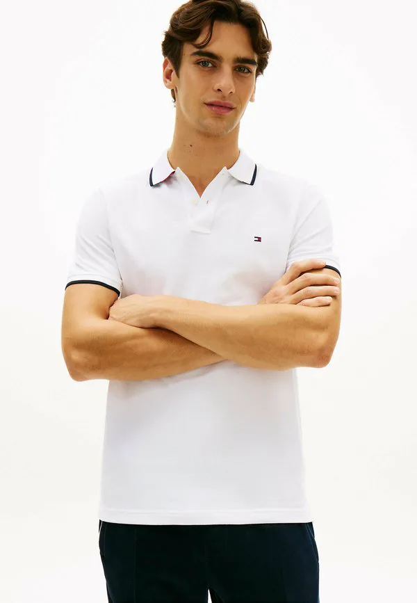 Рубашка-Поло прямого кроя с контрастной отделкой Tommy Hilfiger, White