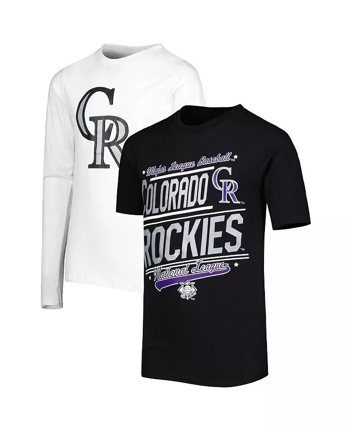 

Комплект футболок Colorado Rockies Combo для больших мальчиков и девочек, черный, белый Stitches