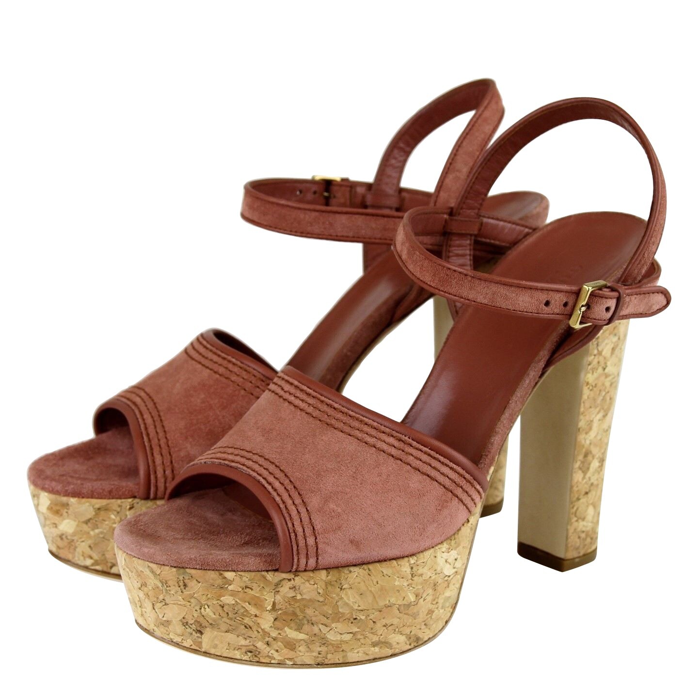 

Женские замшевые сандалии на платформе Gucci Danielle, цвет Brick Red