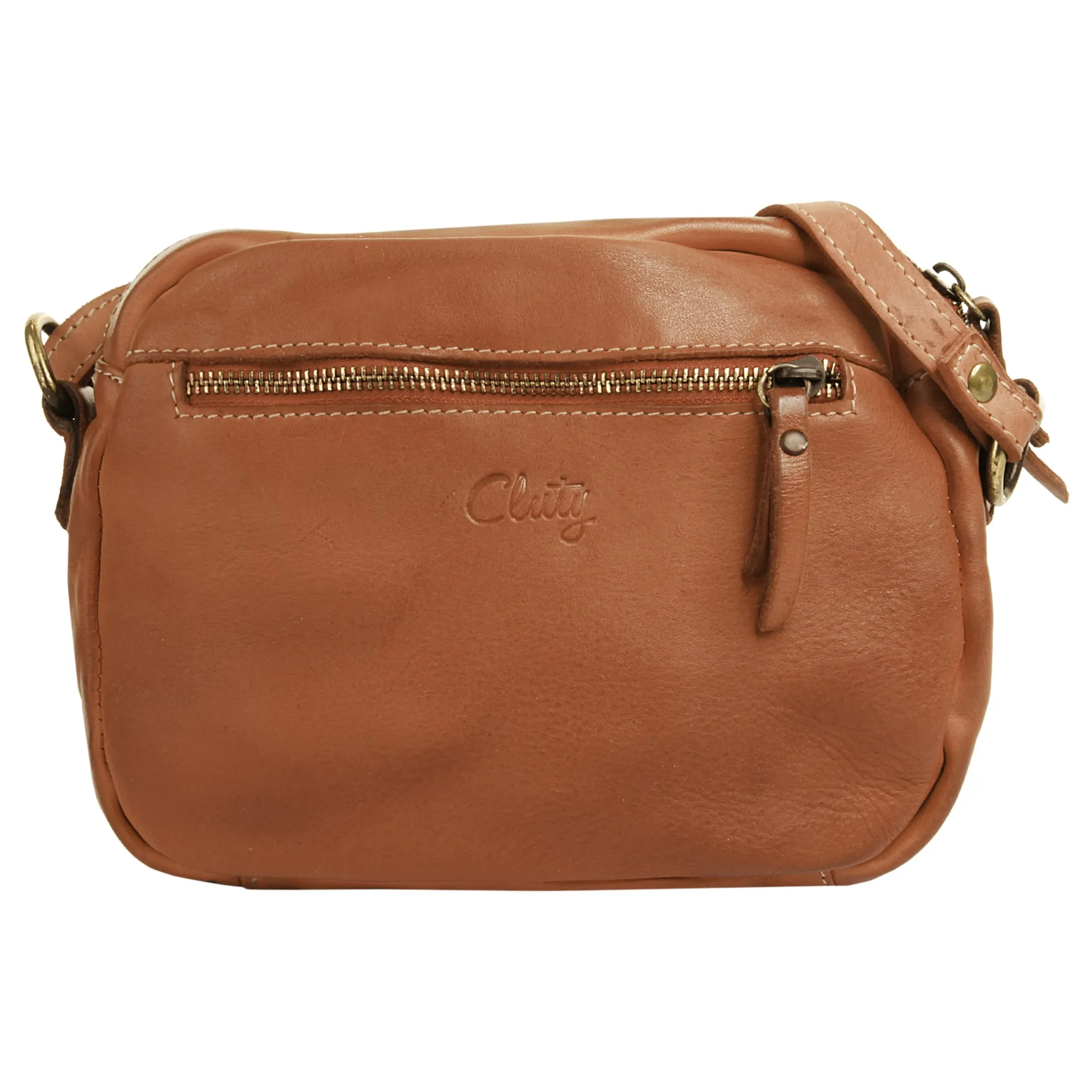 

Сумка через плечо Cluty, натуральная кожа, производство Италия, цвет Cognac