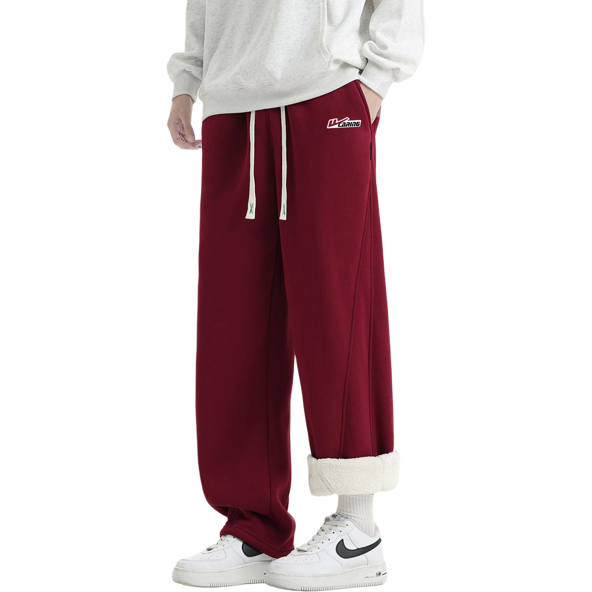 

Хлопковые брюки Unisex утепленные с флисовой подкладкой прямого кроя WARRIOR, burgundy (diy badge)