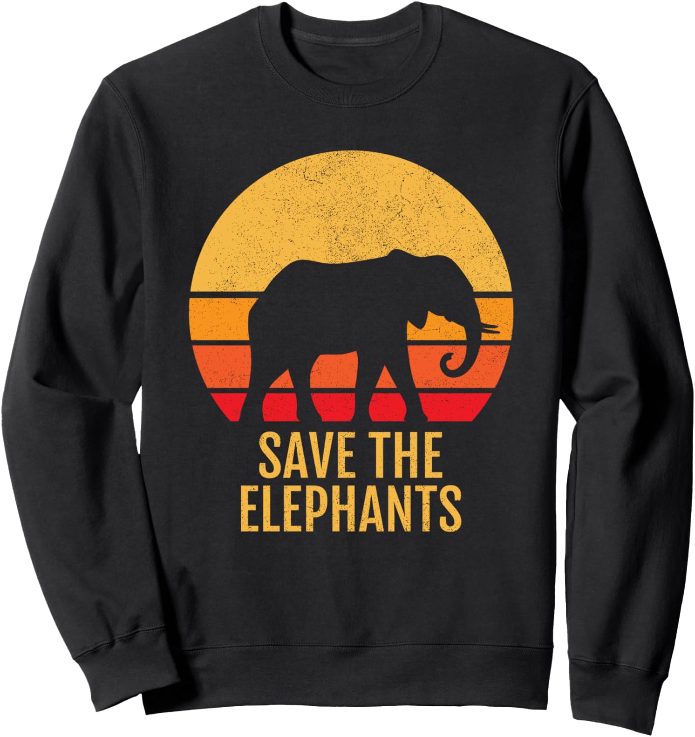 

Ретро-винтажная толстовка «Спасите слонов» Elephant Lover Gifts, черный