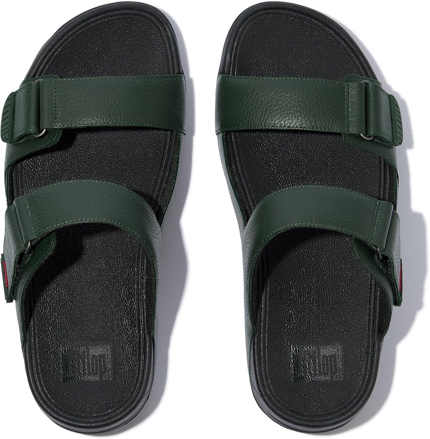 Мужские кожаные сандалии FitFlop Gogh Moc Slide, темно-зеленый — фото 4