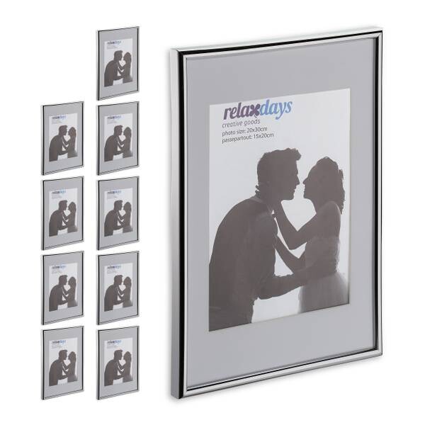 

10xРамка для фотографий Relaxdays in Silber 20x30 cm, серебристый/белый