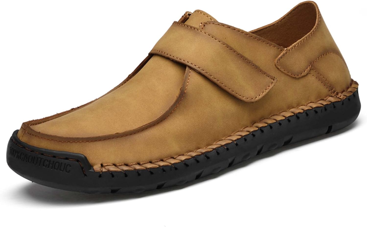 

Мужские кожаные прогулочные туфли, классический простой дизайн, низкие повседневные мужские обувь, усиленная прошивка подошвы, легкие, мягкие, удобные, нескользящие и прочные, легкая застежка Vtiao, коричневый