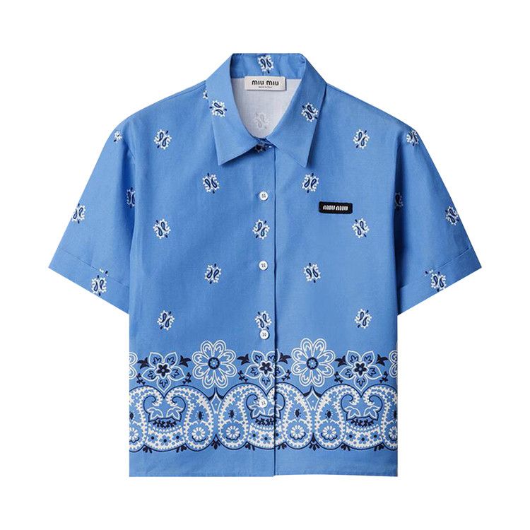 

Топ Miu Miu Popeline Fiammato Bandana, Azzurro/Bianco