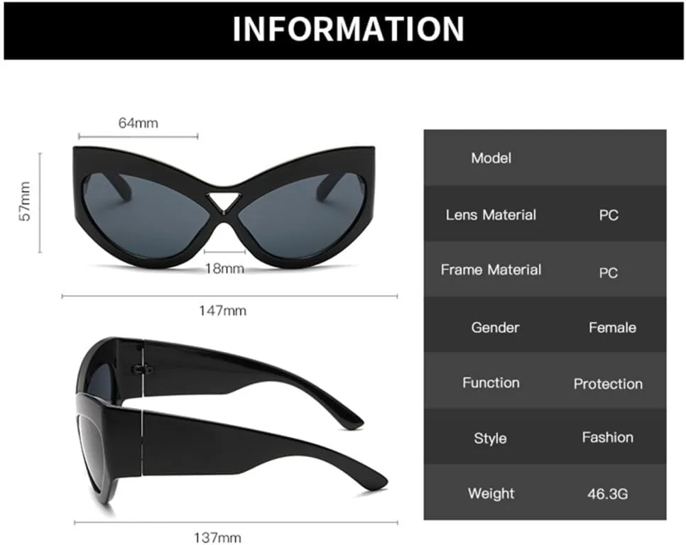 

Солнцезащитные очки «кошачий глаз» в крупной оправе, ретро, ​​с защитой от УФ-излучения UV400, с большими зеркальными дужками, в стиле панк, женские LANGSER, 3