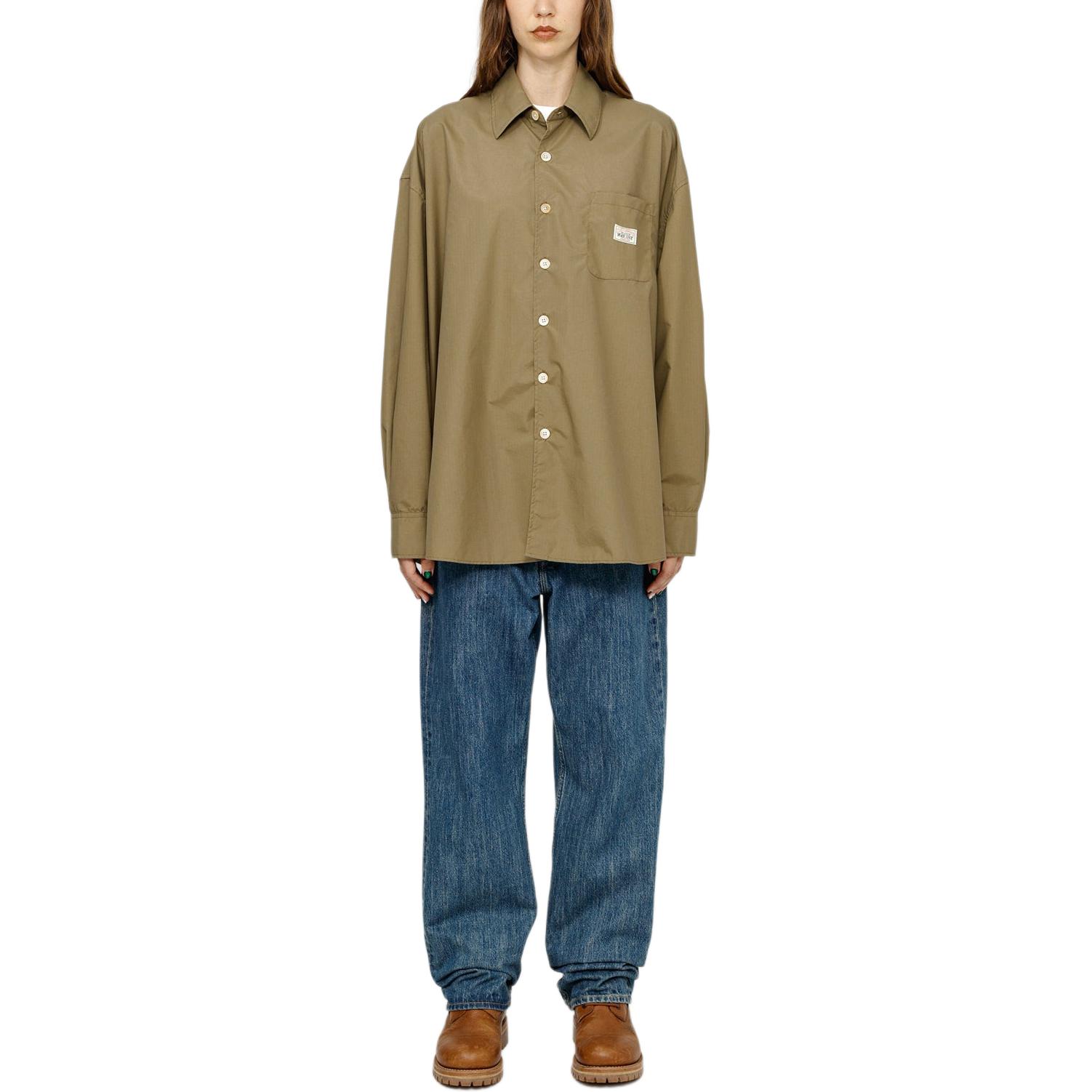 Футболка Our Legacy Work Shop Borrowed Shirt Stussy, оливковая — фото 4