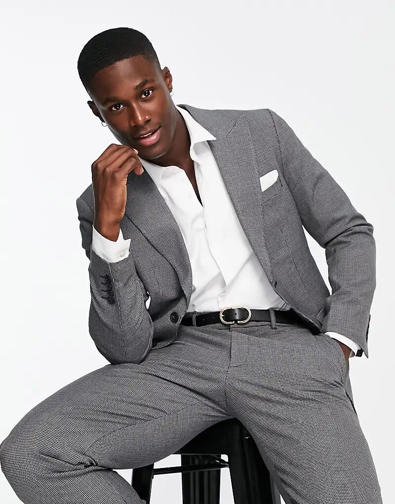 

Selected приталенный пиджак серого цвета с рисунком «гусиная лапка» Selected