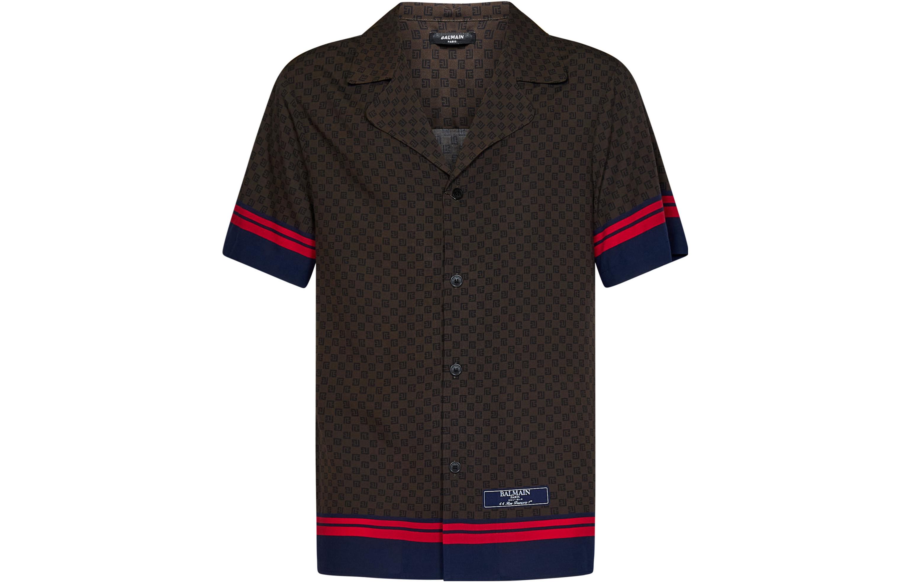 

Миниатюрный Монограммный Отпускная Рубашка BALMAIN, Бежевый