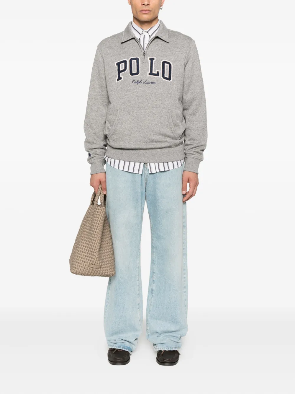 Толстовка с воротником-поло и карманом-кенгуру POLO RALPH LAUREN, серый — фото 2