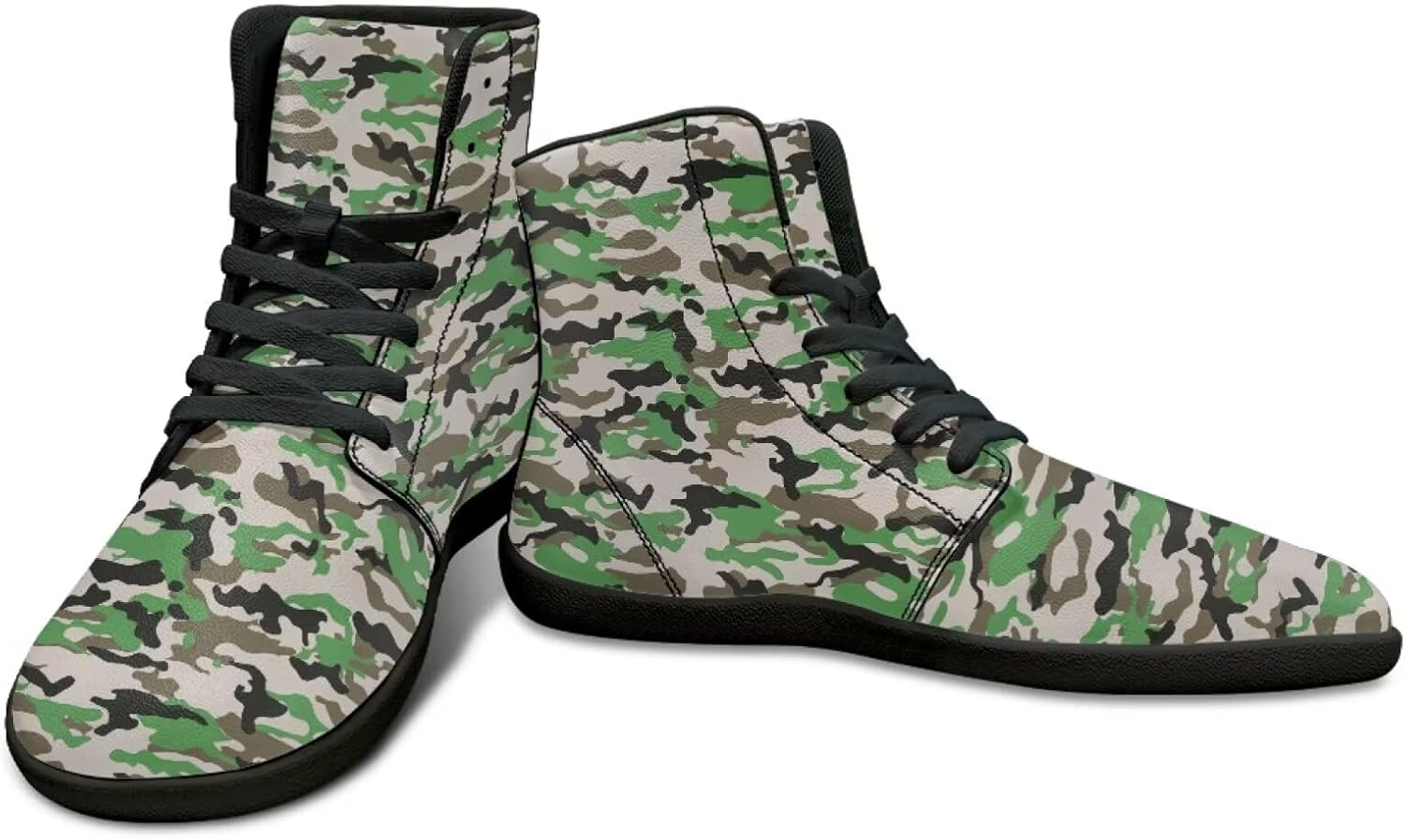 

Мужские высокие кроссовки с камуфляжным дизайном для путешествий, без перепада высоты, с противоскользящей резиновой подошвой Watdotory, зеленый