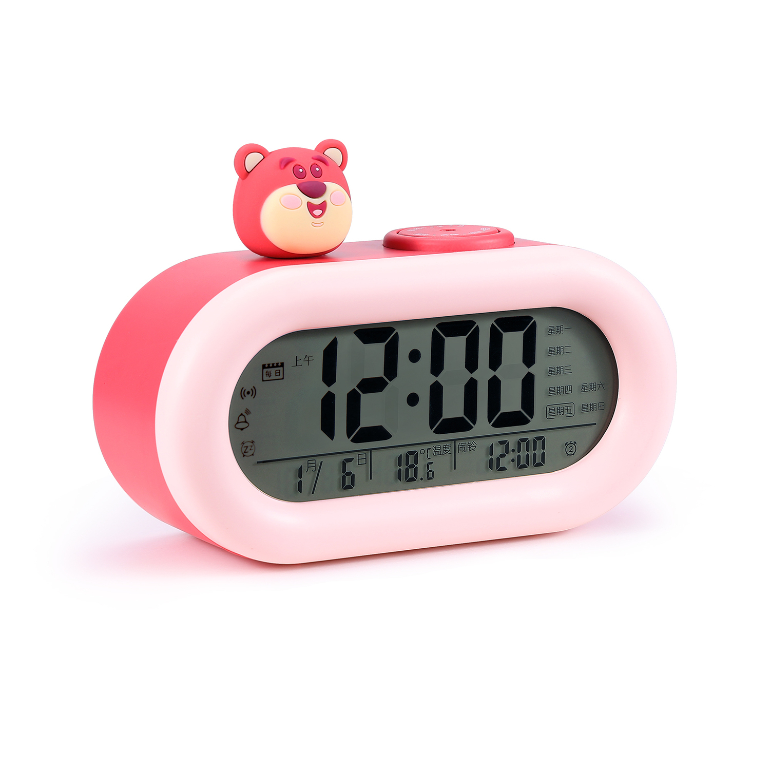 

Disney Часы Strawberry Series Electronic Movement Classic Large Alarm Clock Unisex Pink Shades