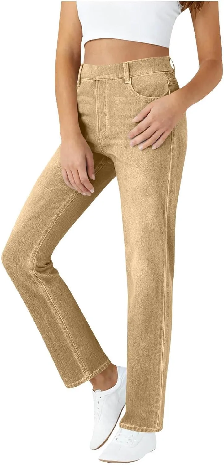 

Джинсы для женщин High Waisted Slim Fit Straight Leg