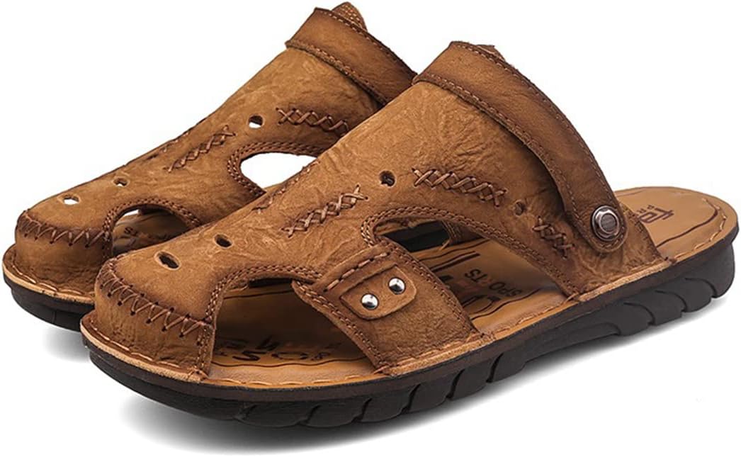 

Мужские повседневные кожаные сандалии для улицы, вождения и ходьбы, спортивная обувь, удобная, дышащая, пляжная обувь Generic, светло-коричневый