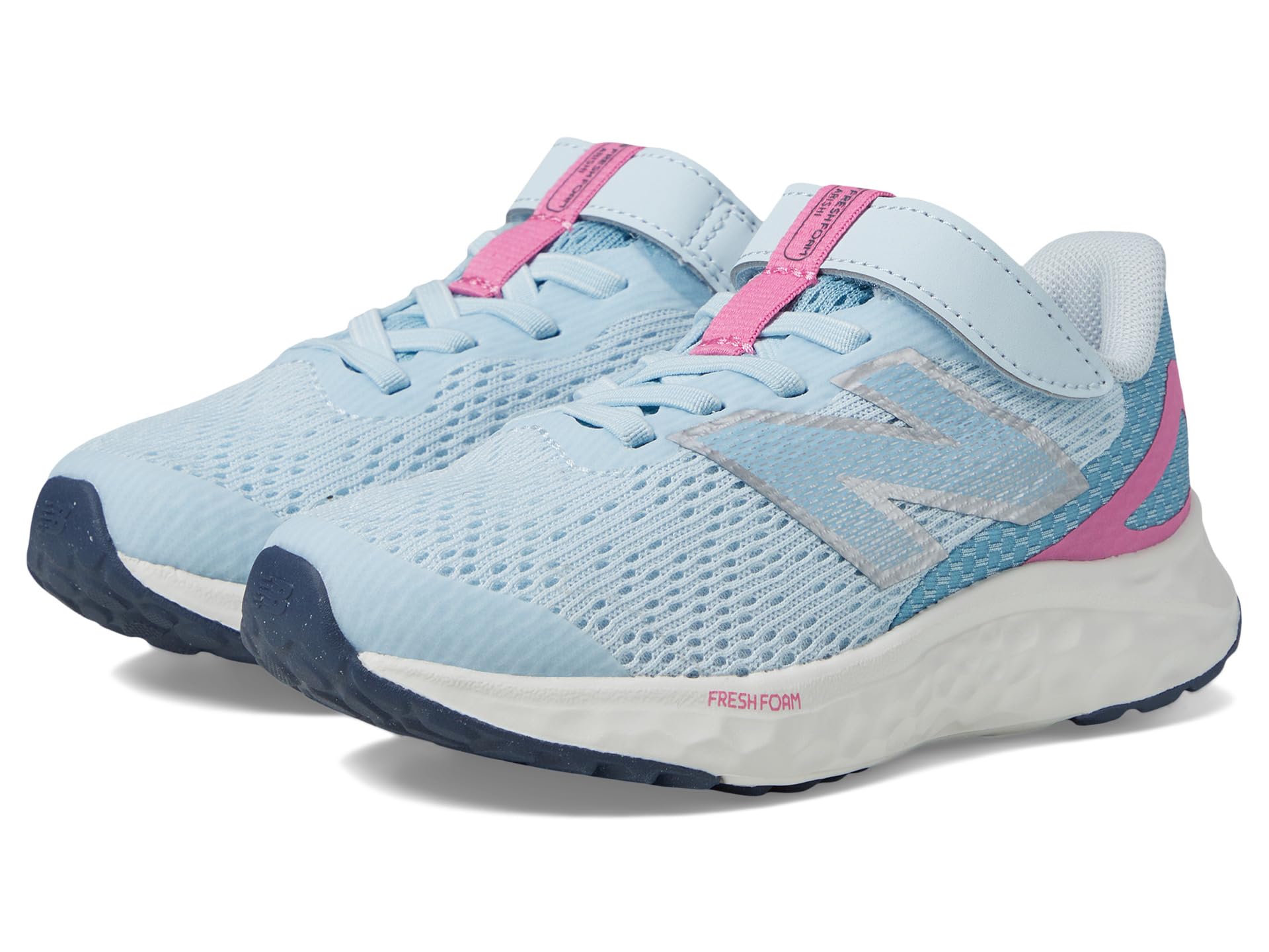 

Кроссовки New Balance Kids Fresh Foam Arishi V4 Bungee Lace With Top Strap, Quarry Blue/Real Pink