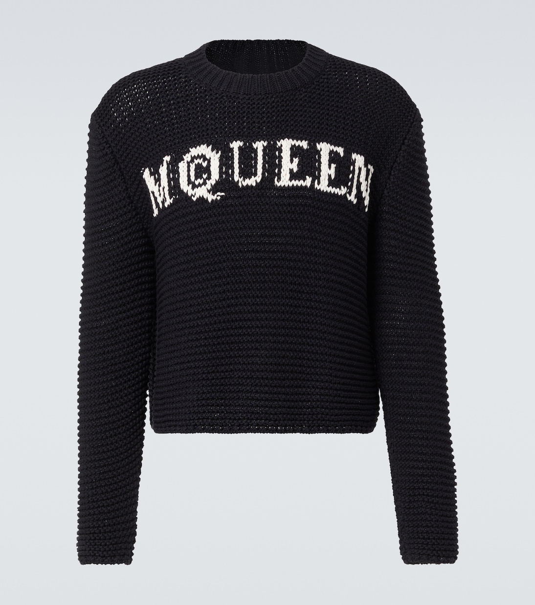 

Хлопковый свитер с логотипом в жаккардовой технике McQueen, Black/Ivory