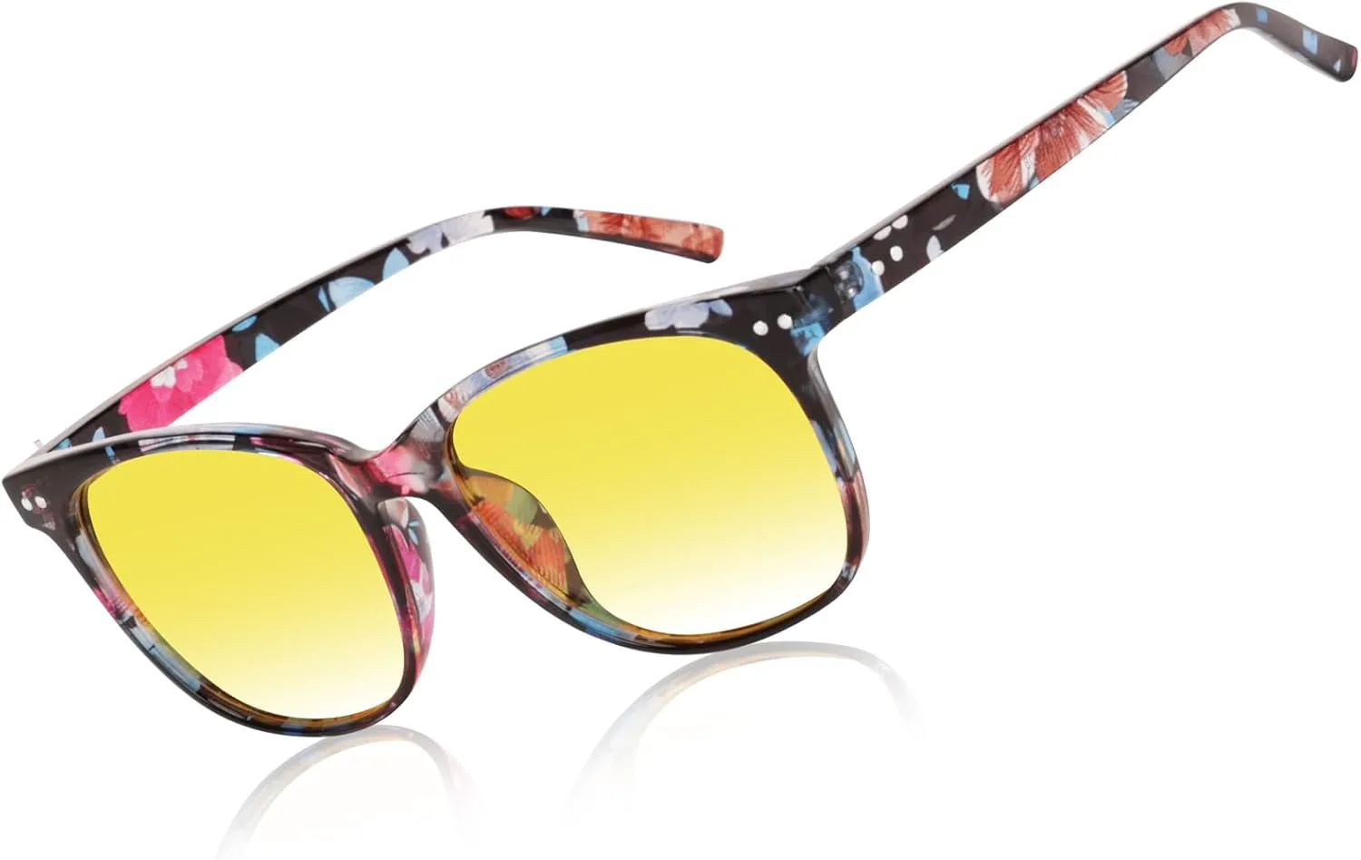 

Очки для вождения в ночное время HAOLOTA с поляризацией, HD-фильтром, желтыми линзами и защитой от бликов, солнцезащитные очки для мужчин и женщин, Nv04 Flower Frame