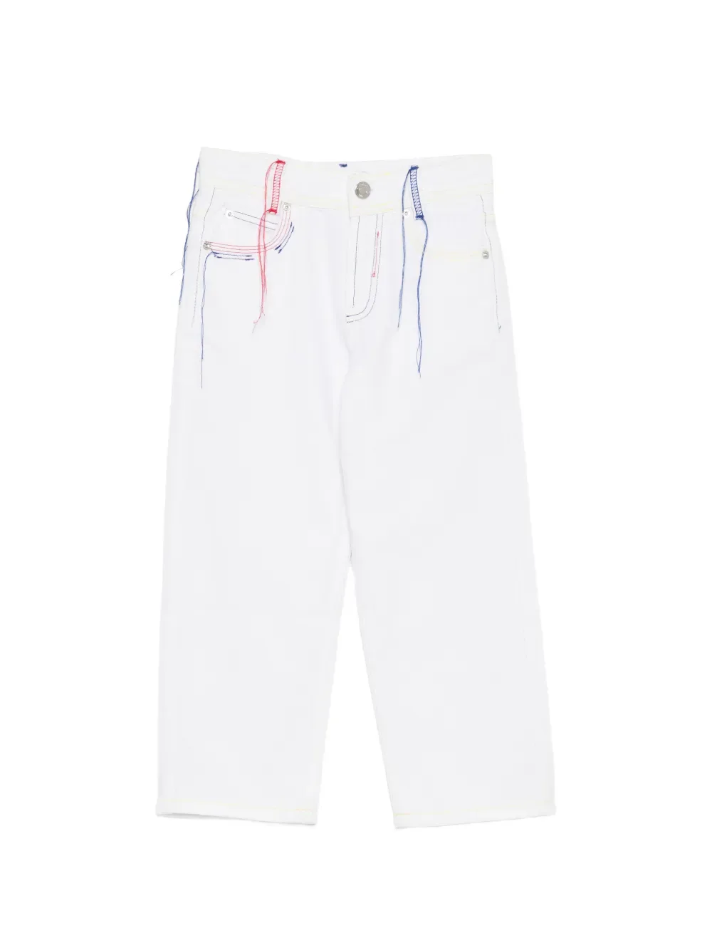 Джинсы с декоративной строчкой MSGM Kids, белый