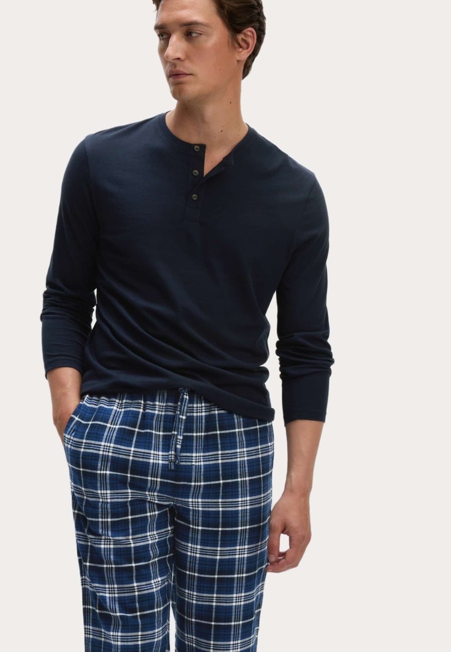 

Пижамный комплект Marks & Spencer BRUSHED HENLEY CHECK SET, Navy Mix/Mottled Dark Blue
