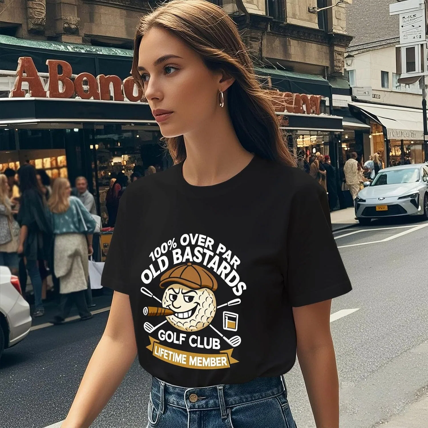 Футболка "Old Bastards Golf Club" 100% Over Par, член клуба на всю жизнь Generic, черный — фото 3