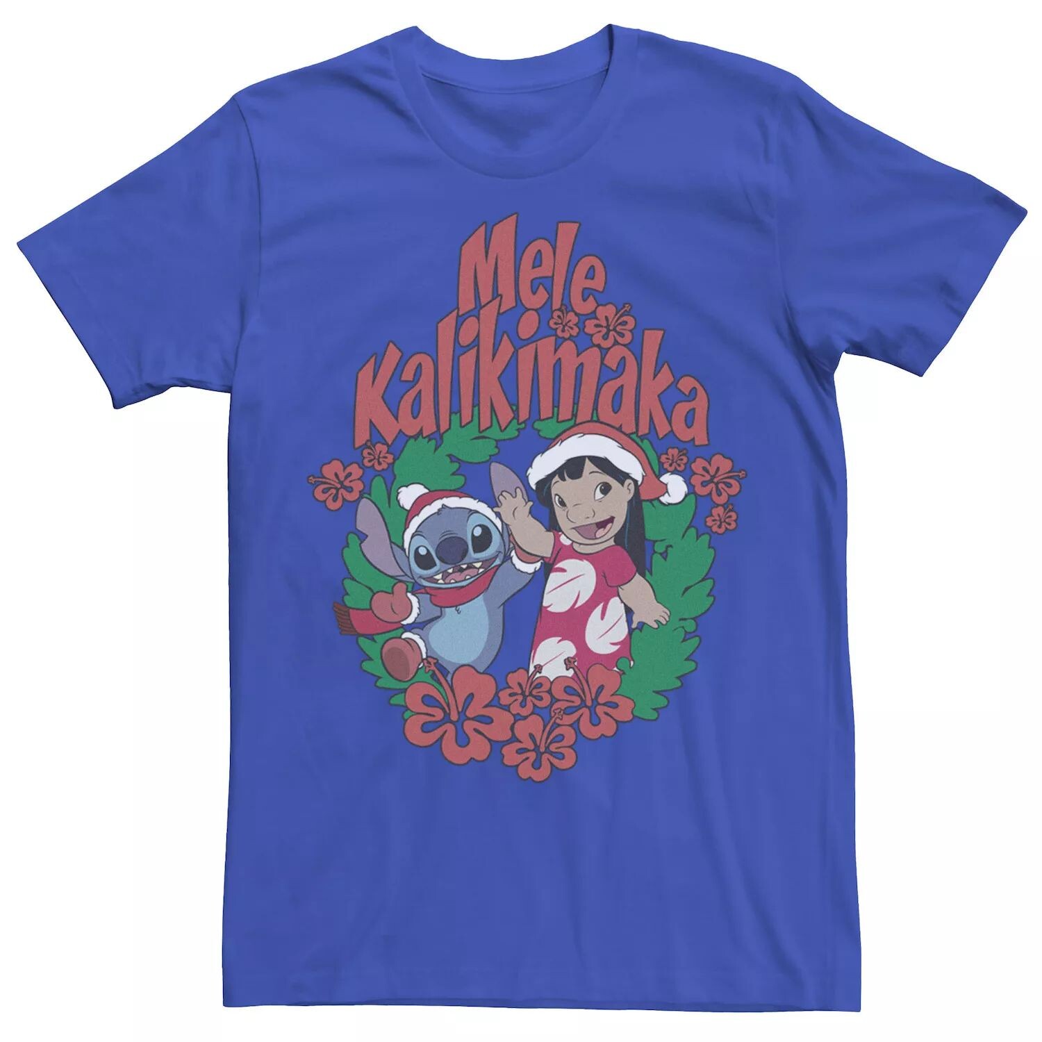 

Мужская футболка Disney Lilo & Stitch Christmas Mele Kalikimaka с венком Licensed Character