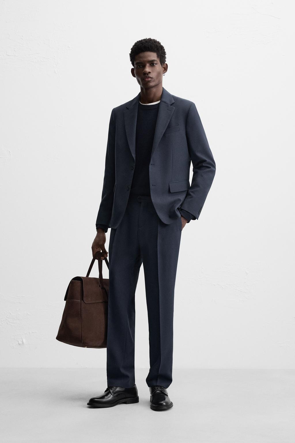

Брюки от шерстяного костюма ZARA, цвет Blue/Steel
