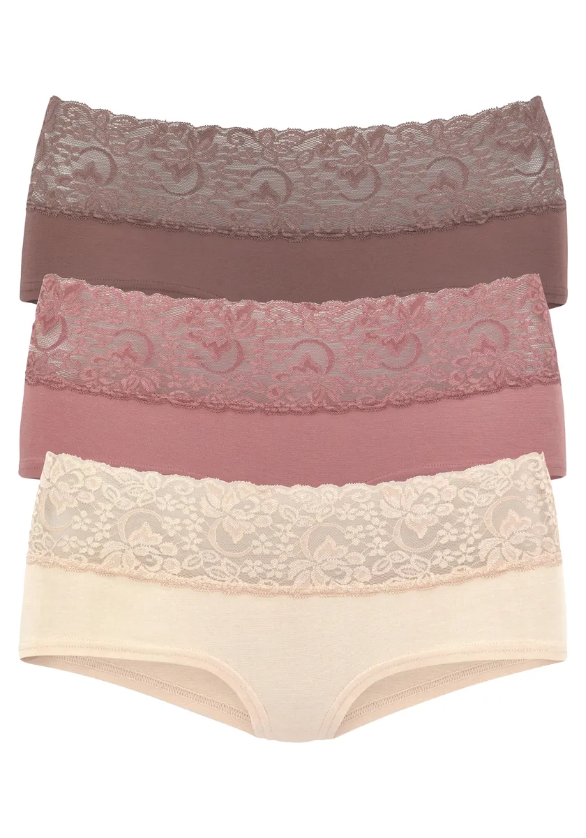

Трусики Vivance (3 шт.) из эластичного хлопка с цветочным кружевом, цвет Rose, Beere, Mahagoni