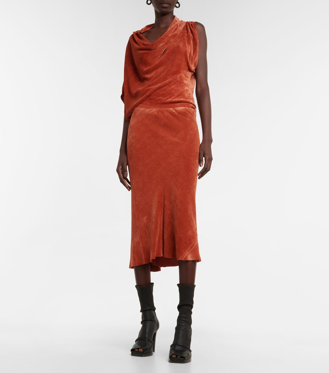 Бархатный топ Rick Owens, оранжевый — фото 2