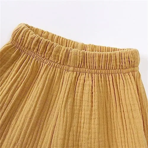 Детские спортивные брюки из хлопка и льна, Generic, цвет Gold — фото 2
