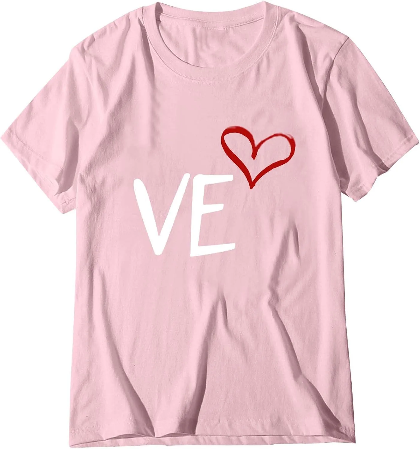 Футболка Valentine's Day для женщин и мужчин I Love You с коротким рукавом классического кроя, милая, забавная, романтичная, парная Generic, розовый — фото 4