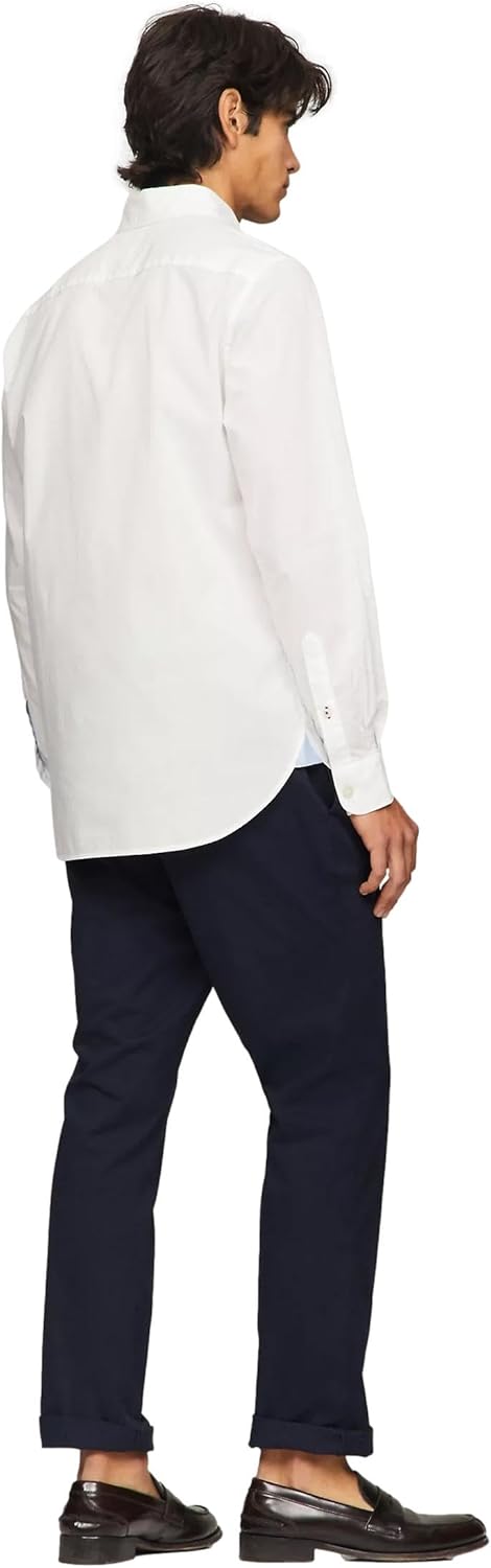 Рубашка Tommy Hilfiger Signature Long Sleeve Casual Button Down, оптически белый поплин — фото 4