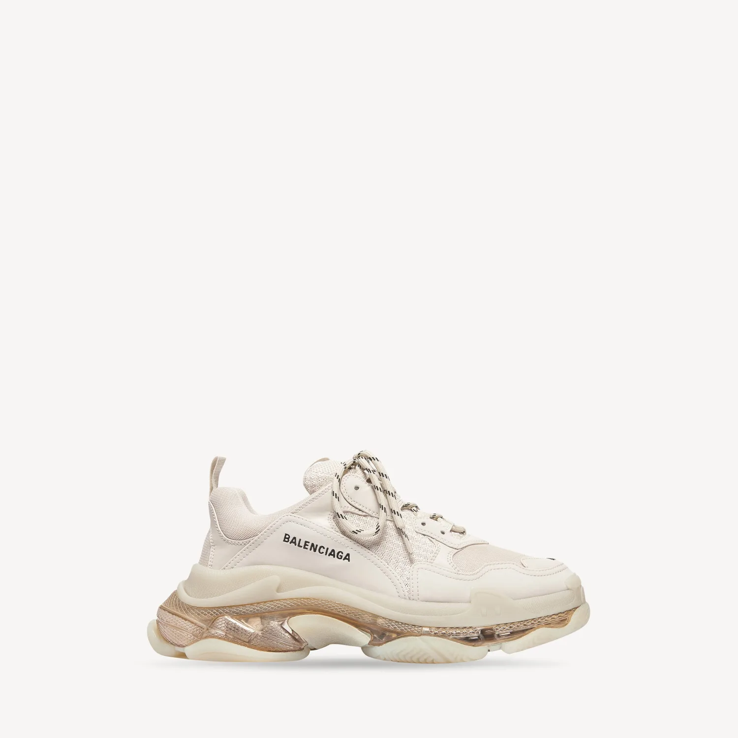 BALENCIAGA Мужские кроссовки Triple S с прозрачной подошвой в белом цвете