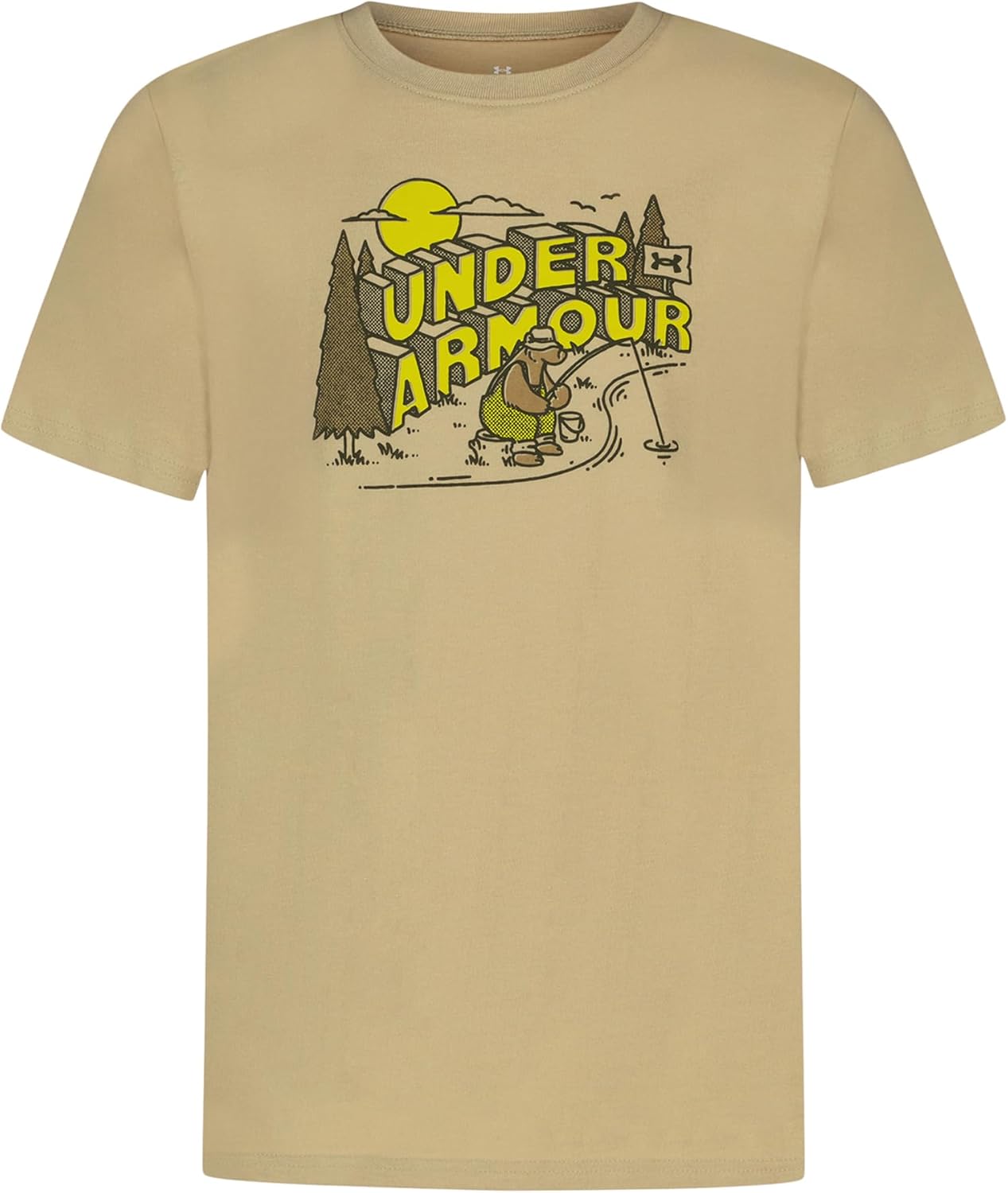 

Футболка Under Armour Boys с коротким рукавом, круглым вырезом, легкая и дышащая, для активного отдыха, Field Khaki - Bear Fishing Graphic, Хаки, Футболка Under Armour Boys с коротким рукавом, круглым вырезом, легкая и дышащая, для активного отдыха, Field