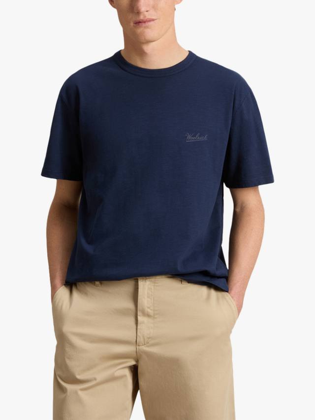 

Хлопковая майка Slub Regular Fit с коротким рукавом и логотипом WOOLRICH, Dream Blue