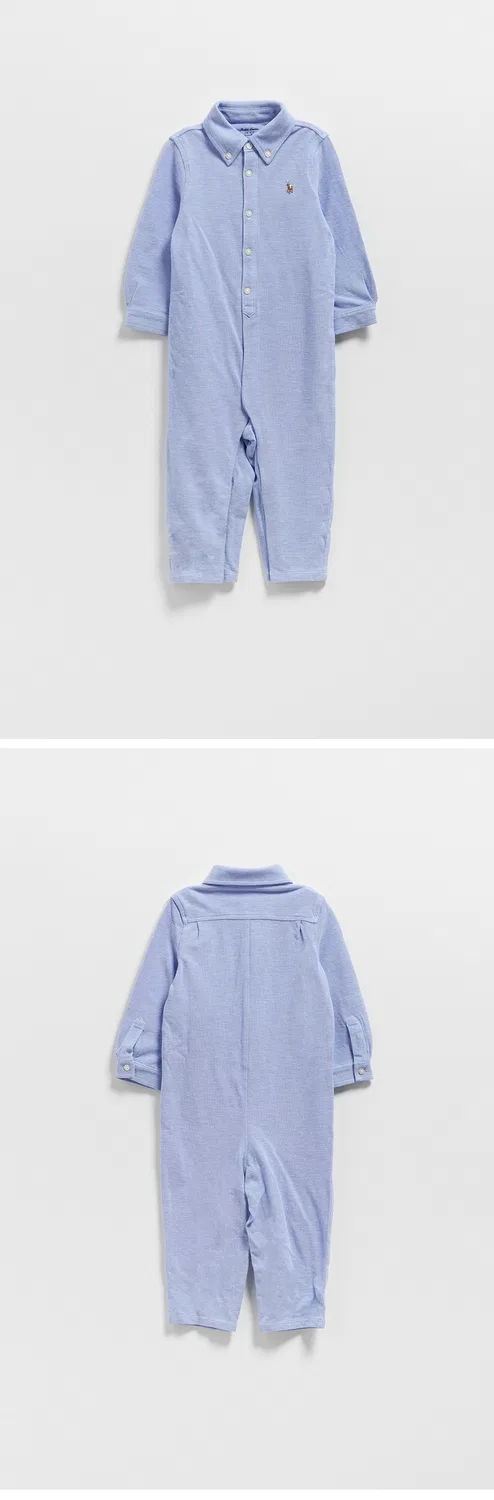 Детский вязаный хлопковый комбинезон ярко-синий от Polo Ralph Lauren Children — фото 3