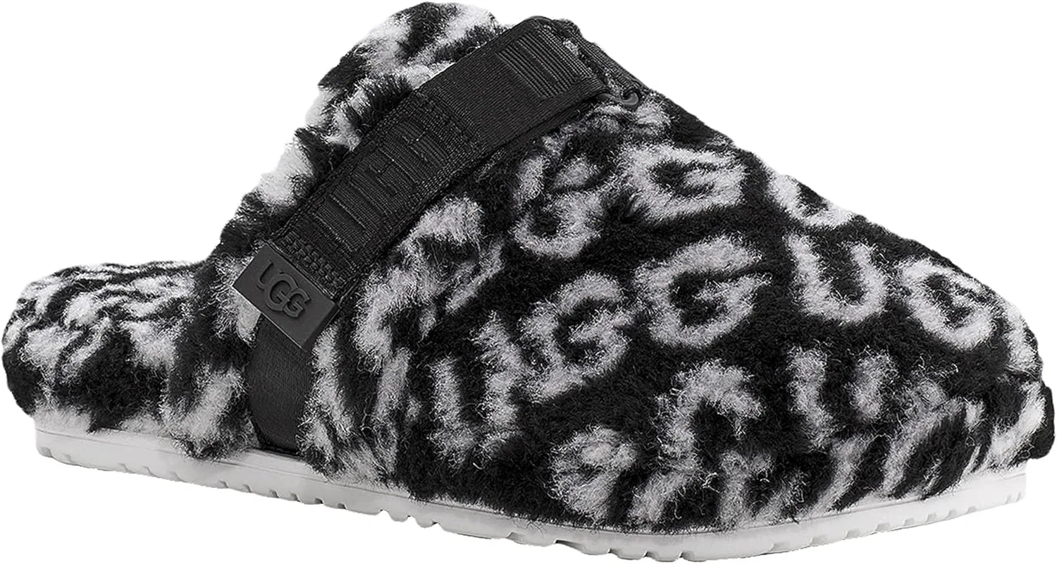 Тапочки UGG FLUFF IT POP 2022, черно-белые