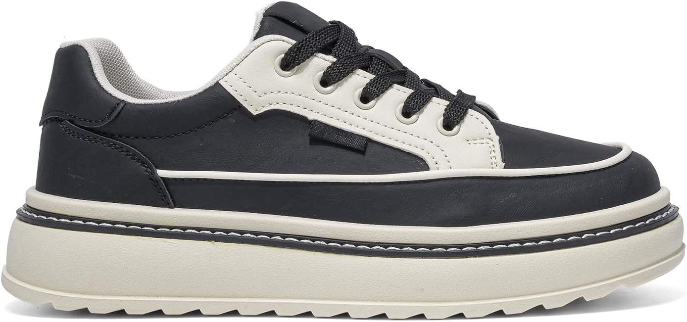 

Платформенные кроссовки с массивной подошвой, черно-белые, шнуровка, спортивно-повседневные, с толстой резиновой платформой Generic