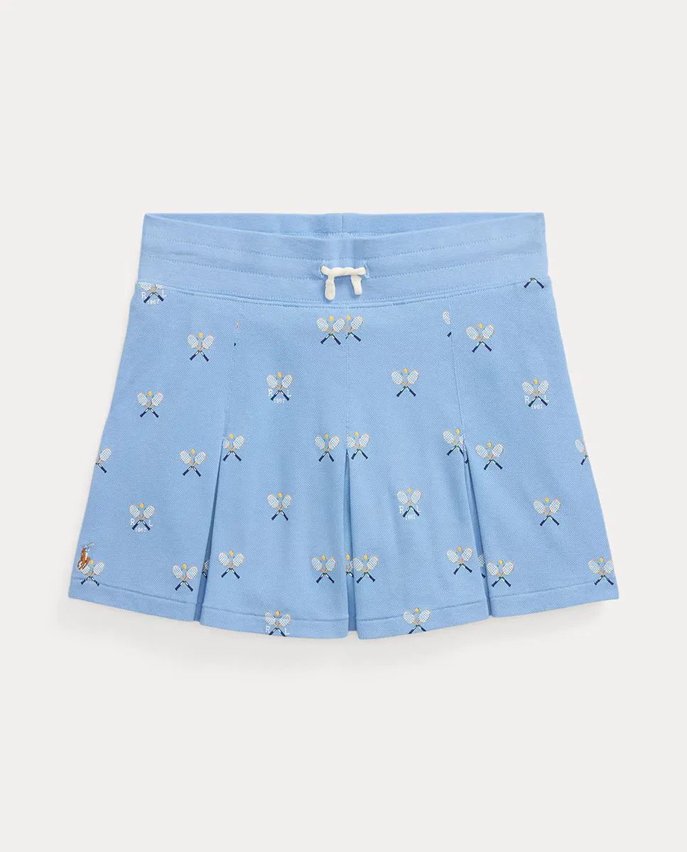 

Детская плиссированная юбка-брюки из эластичного хлопка Polo Ralph Lauren, светло-голубой