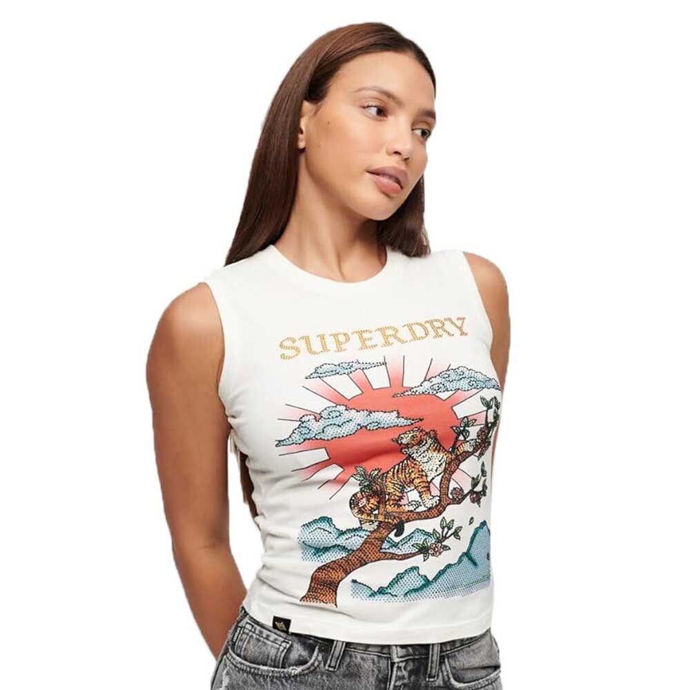 

Футболка без рукавов Superdry Tattoo Rhinestone Tank, белый