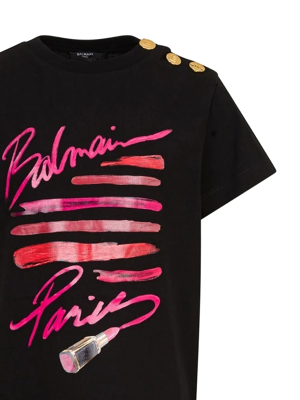 Платье с принтом-логотипом и декоративными пуговицами Balmain Kids, черный — фото 2