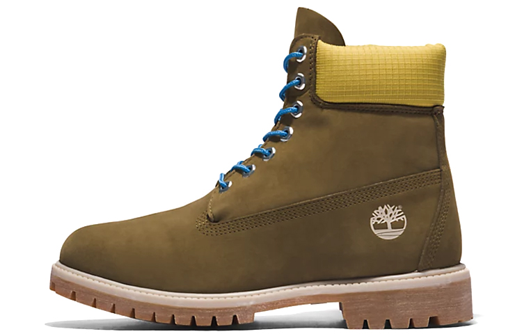 

Ботинки Timberland Premium 6 Inch Boots 'Olive Green Nubuck With Yellow Collar'