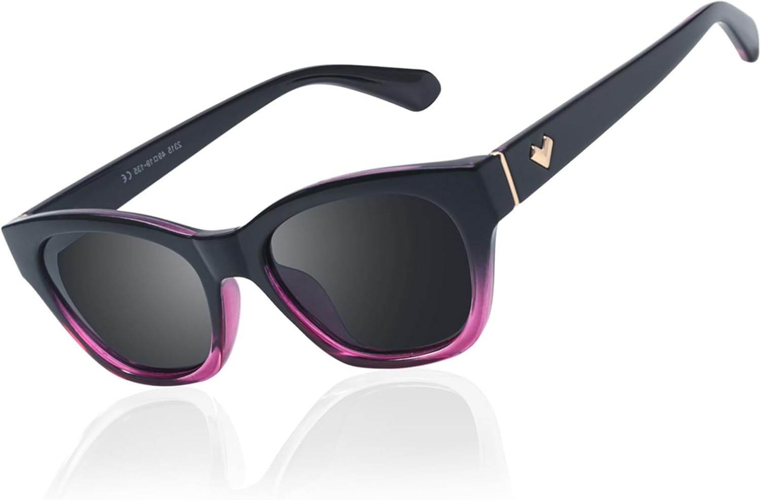 

Солнцезащитные очки LVIOE с узкой поляризацией для женщин, модные классические очки «кошачий глаз» для женщин с небольшим лицом, с защитой UV400, A06 Gradient Purple Frame Black Polarized Lenses