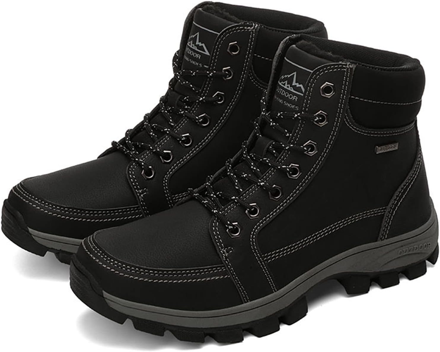 

Мужские высокие термо-кроссовки DevilAngel, зимние модные кожаные водонепроницаемые снежные ботинки. Теплые обувь для снежных видов спорта, черный