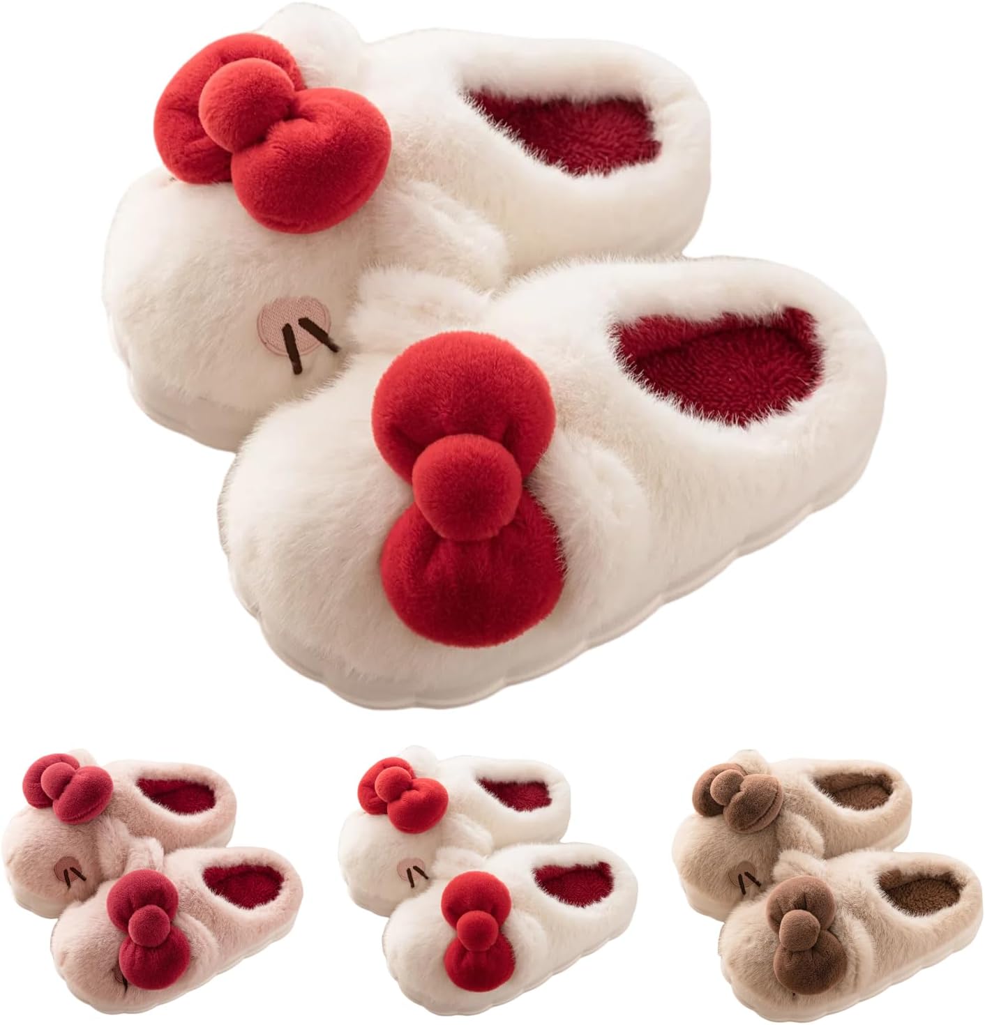 

Домашние тапочки LONGSILVER с котиком для женщин, плюшевые, с мягкой теплой подошвой, удобные комнатные тапочки, милые животные, без шнурков, с нескользящей подошвой, подарок для женщин и мужчин, белый