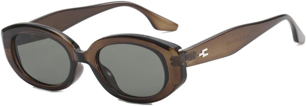 

Популярные модные овальные женские солнцезащитные очки класса люкс в стиле ретро, ​​гелевые цветные очки с защитой от УФ-излучения UV400, мужские очки с заклепками UATXTAU, Olive Grey