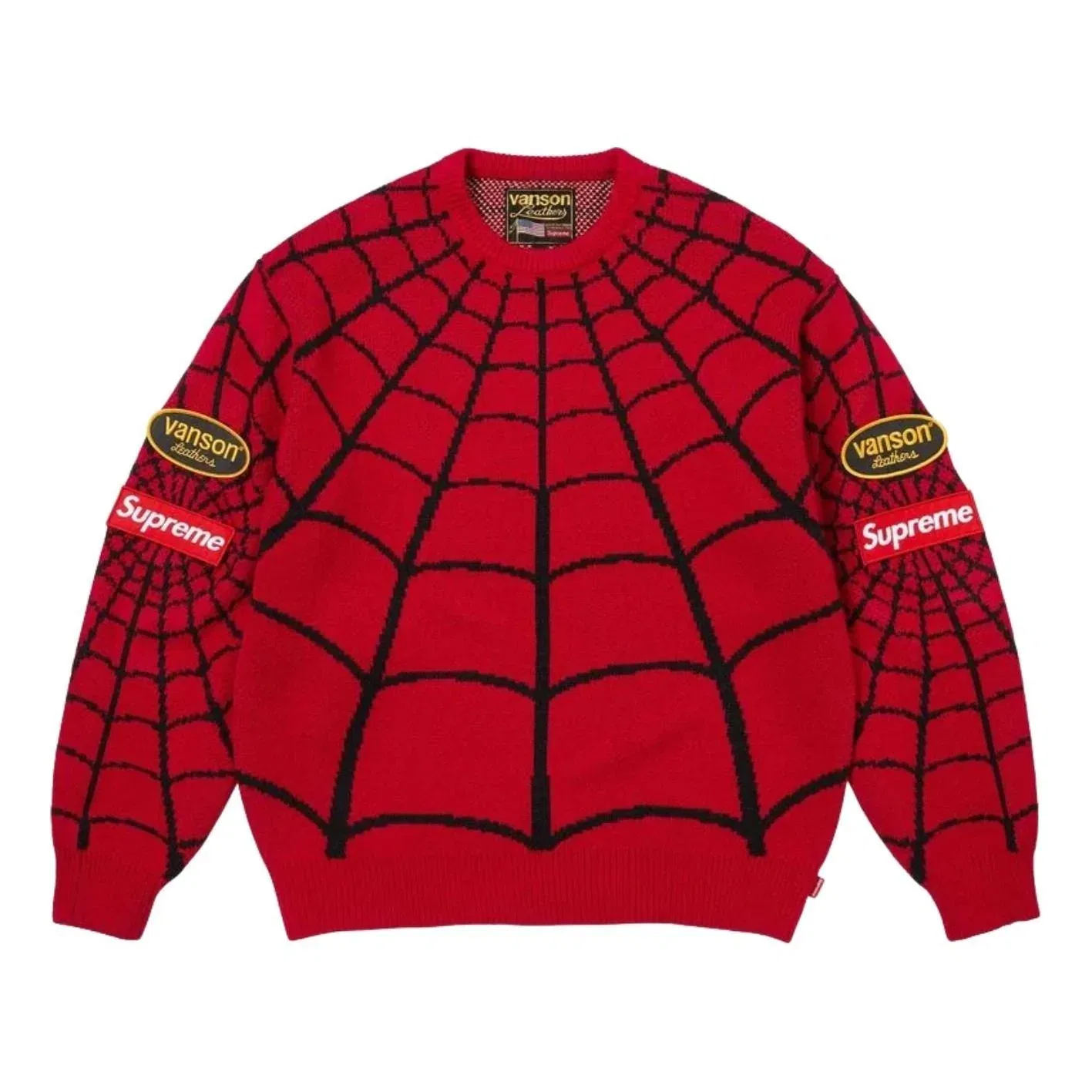 Свитер Supreme x Vanson Leathers SS26 Spider-Man, красный, SUP-SS26-302-RED